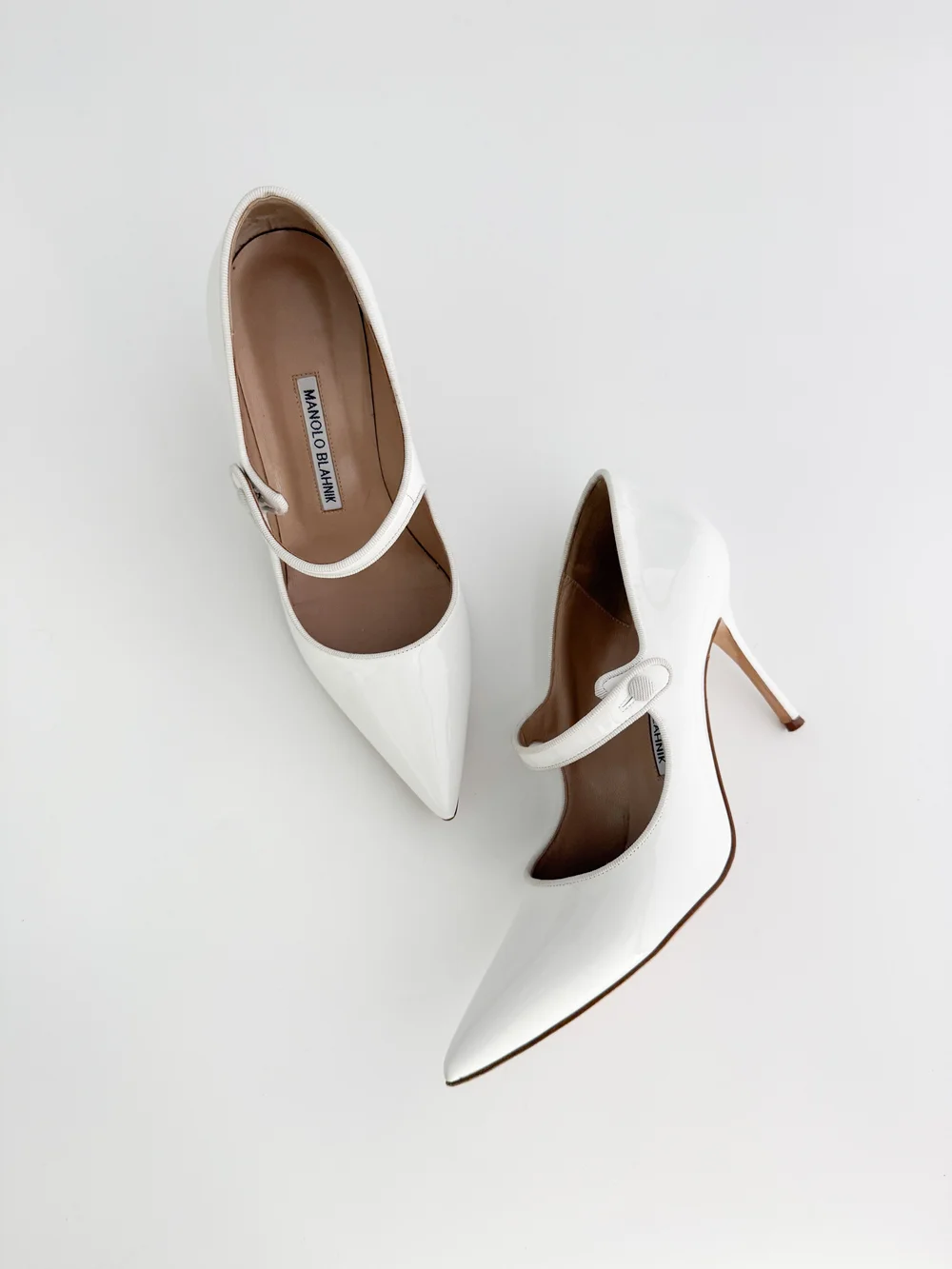 Manolo Blahnik Iconic White Mary Jane Heels (US 8.5 / IT 39
